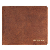 Silviano Hunter – Rustic Tan RFID Protected Slim Leather Bifold Wallet with Coin Pocket & Gift Box