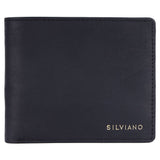 Silviano Henley – Noir Black RFID Protected Slim Leather Bifold Wallet with Coin Pocket & Gift Box