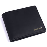 Silviano Henley – Noir Black RFID Protected Slim Leather Bifold Wallet with Coin Pocket & Gift Box